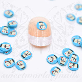 Tiny Christmas Snowman polymer clay cane Fimo slices Nail Art