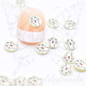 Tiny Halloween Ghost polymer clay cane Fimo slices Nail Art