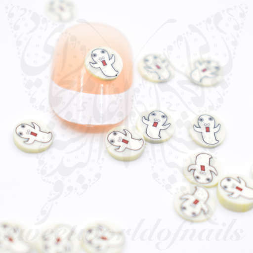 Tiny Halloween Ghost polymer clay cane Fimo slices Nail Art