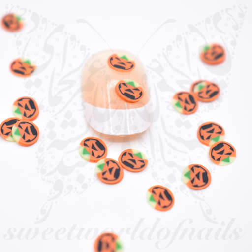 Tiny Halloween Pumpkin polymer clay cane Fimo slices Nail Art