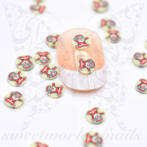Tiny Christmas Santa polymer clay cane Fimo slices Nail Art 