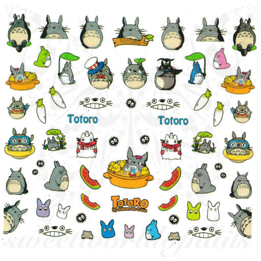 Totoro Nails Cartoon Nail Water Decals