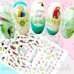 Tropical Nail Art Parrot Flamingo Stickers