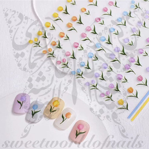 Tulips Nails Flower Stickers