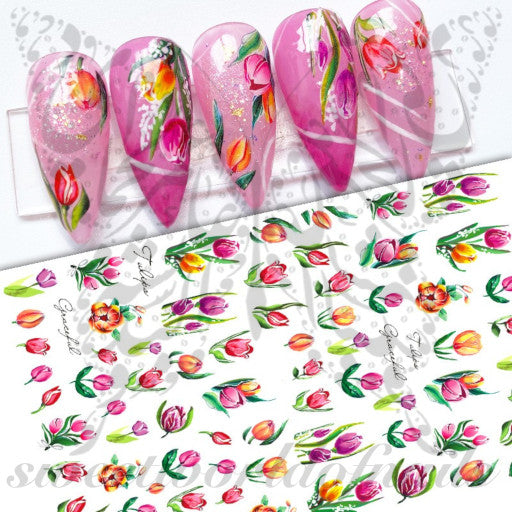 Tulips Nails Flower Stickers