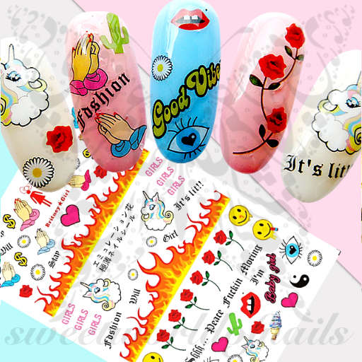 Unicorn Girly Nail Stickers