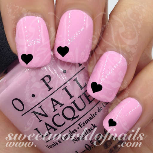 black and pink valentine nail designs