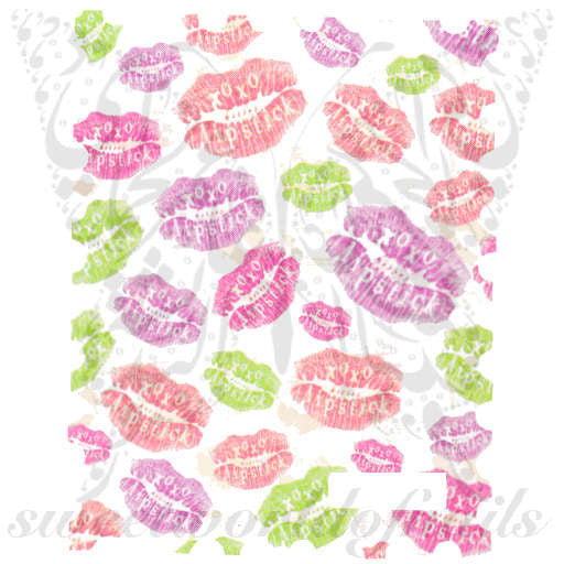 Valentine's Day Nail Art Kisses and Lips Nail Water Decals Water Slides