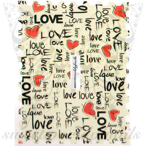Valentine's Day Nail Art Love Word Red Hearts Nail Full Water Decals Water Slides