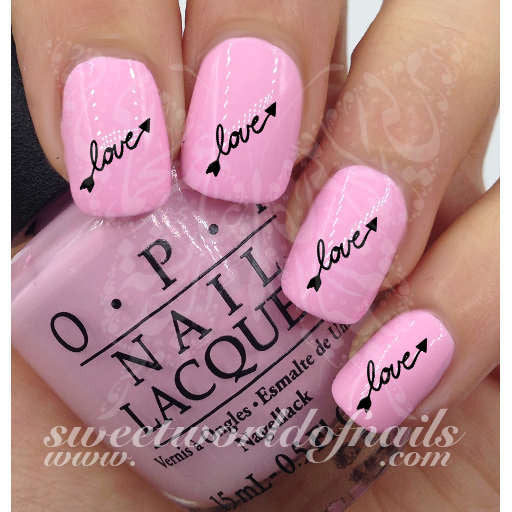 Valentine's Day Nail Art Love Word With Arrows Nail Water Decals Wraps