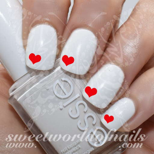 Valentine's Day Nail Art Mini Red Hearts Nail Water Decals Water Slides
