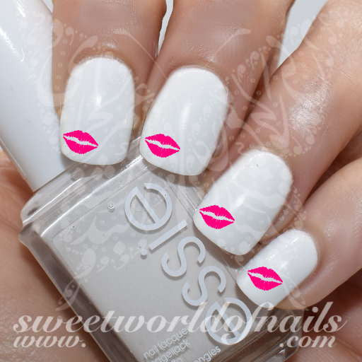 Valentine's Day Nail Art Pink Lips Nail Water Decals Water Slides