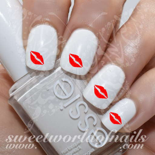 Valentine's Day Nail Art Red Lips Nail Water Decals Water Slides