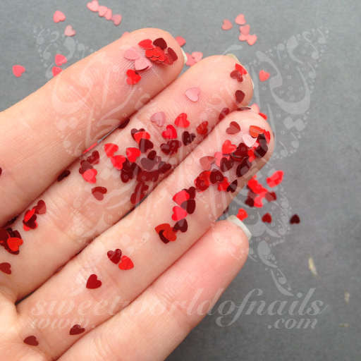 Valentine's Day Nail Art Red Mini Hearts Nail Decoration