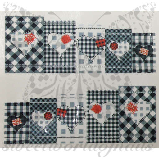 Valentine's Day Nail Art Water Decals White and Black Checkered Heart Red Heart Water Slides