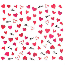 Valentine's day nail art Red Hearts nail water decals