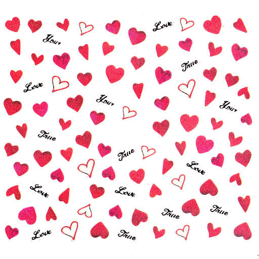 Valentine's day nail art Red Hearts nail water decals