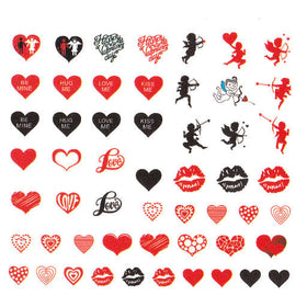 Valentine's day nail art Red and Black Lips Kisses nail water decals