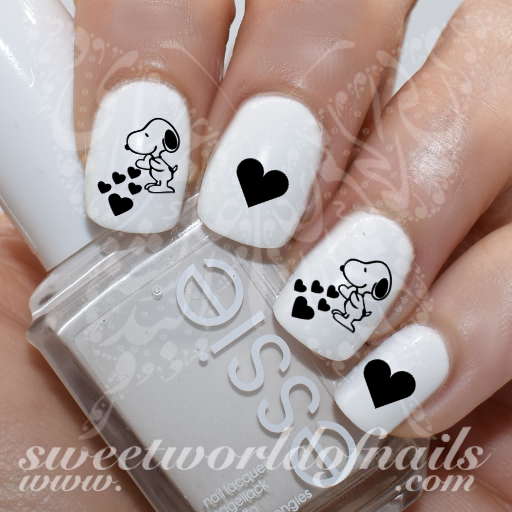 Black Hearts Snoopy Nail Art Decals