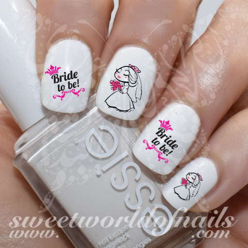 Wedding Nail Art Bride to Be Nail Water Decals Transfers Wraps