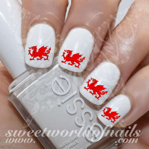 Welsh Dragon Nail Art Nail Water Decals Slides