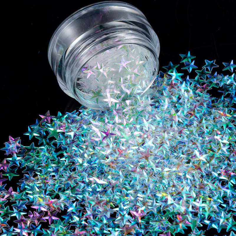 White 3D effect Star Nail Decoration Confetti Glitter