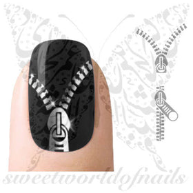 Silver Zippers Nail Art Nail Water Decals Water Slides
