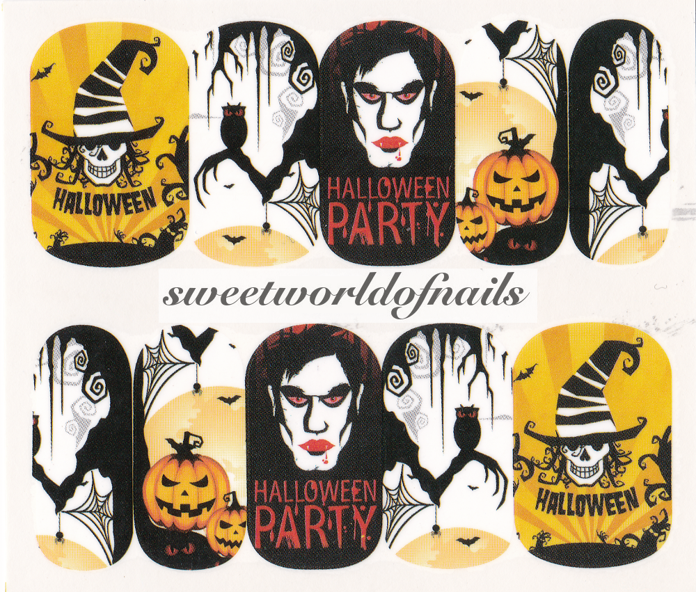 Halloween Party Scary Owl Vampire Pumpkin Nail Water Wraps