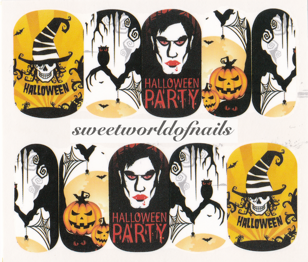 Halloween Party Scary Owl Vampire Pumpkin Nail Water Wraps
