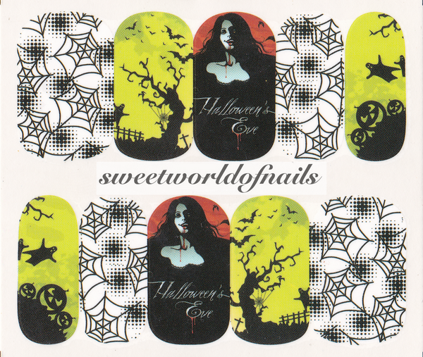 Spider Web Ghost Pumpkin Nail Water Wraps