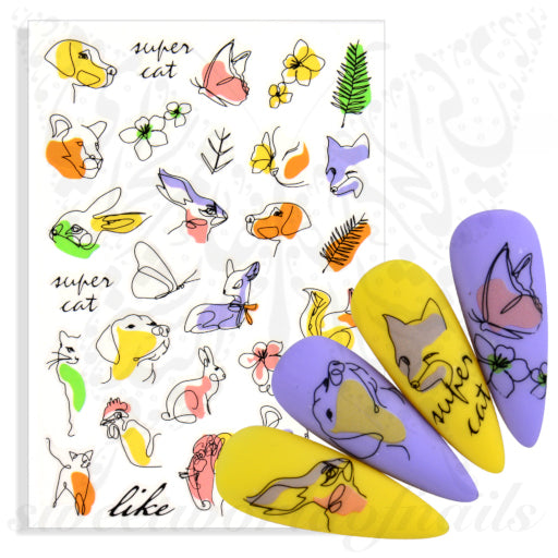 Abstract Animals Nail Art Stickers