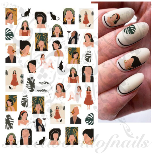 African Woman Nail Art Stickers