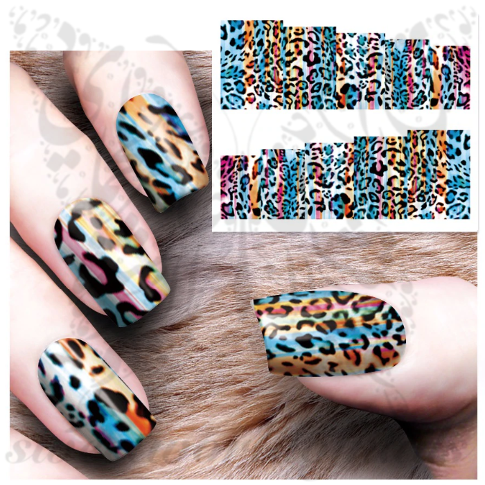 Colorful Leopard Print Nail water decals