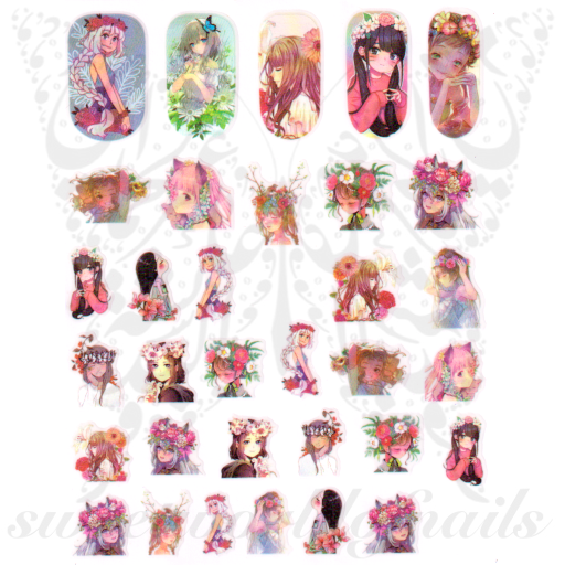 Anime Girl Nail Art Stickers