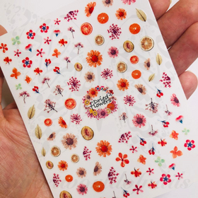 Autumn Nails Dried Flowers and Fruits Stickers 