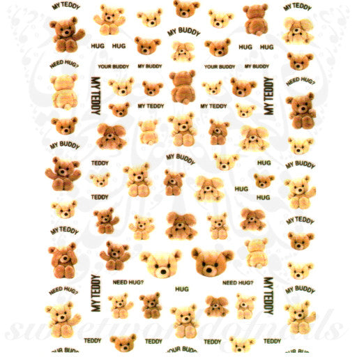 Teddy Bear Nail Art Nail Stickers