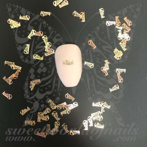 Bi*ch Nails Gold Copper Thin Metallic Nail Charms