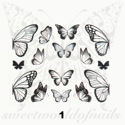 Black Butterfly Nail Art Water Decals
