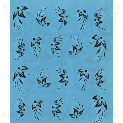 Flower Nail Art Black Flowers Nail Water Decals 