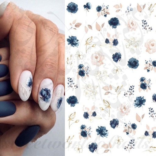 Blue Flower Nail ART Stickers