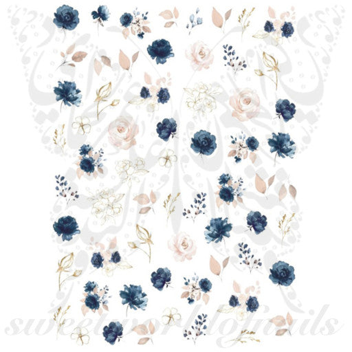 Blue Flower Nail ART Stickers