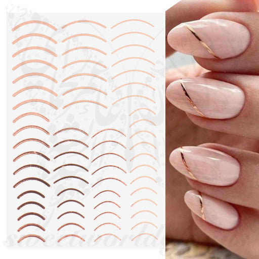 Rose Gold Lines Nail Art Stickers