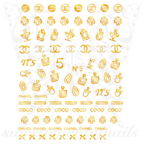Gold C Nail Art Stickers