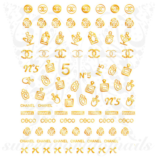 Gold C Nail Art Stickers