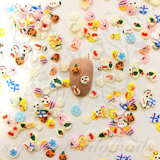 Christmas Halloween polymer clay cane Fimo slices Nail Art