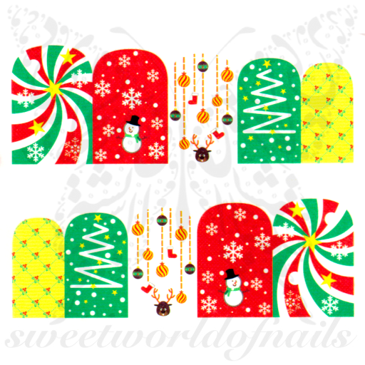 Christmas Nails Full Water Wraps Snowman