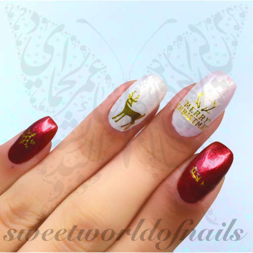Metallic Christmas Reindeer Nail Stickers