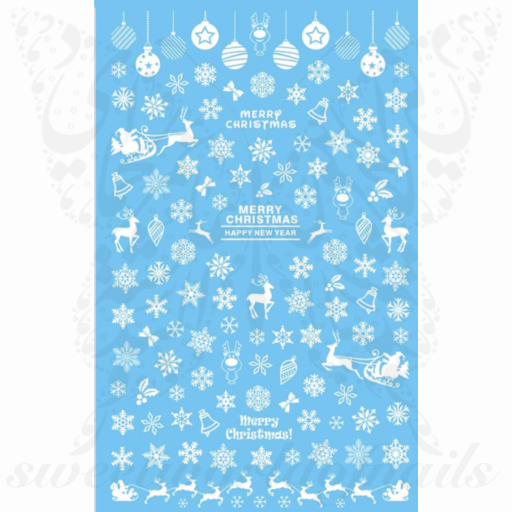 Christmas Nail Art White Snowflakes Reindeer Nail Stickers