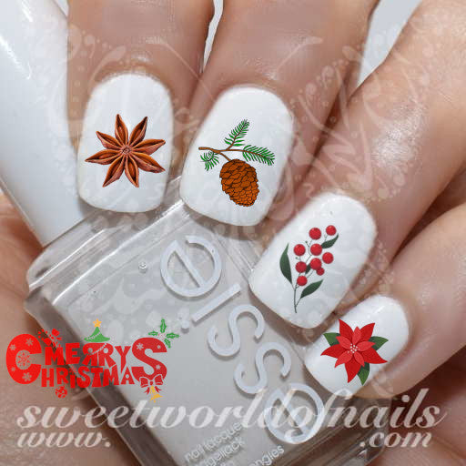 Christmas Plants and Spices Nail Water Decals