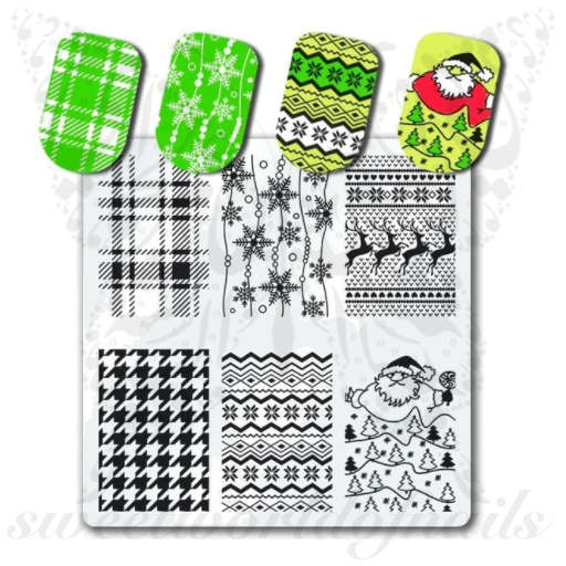 Christmas Nail Stamping Plate Reindeer Snowflakes